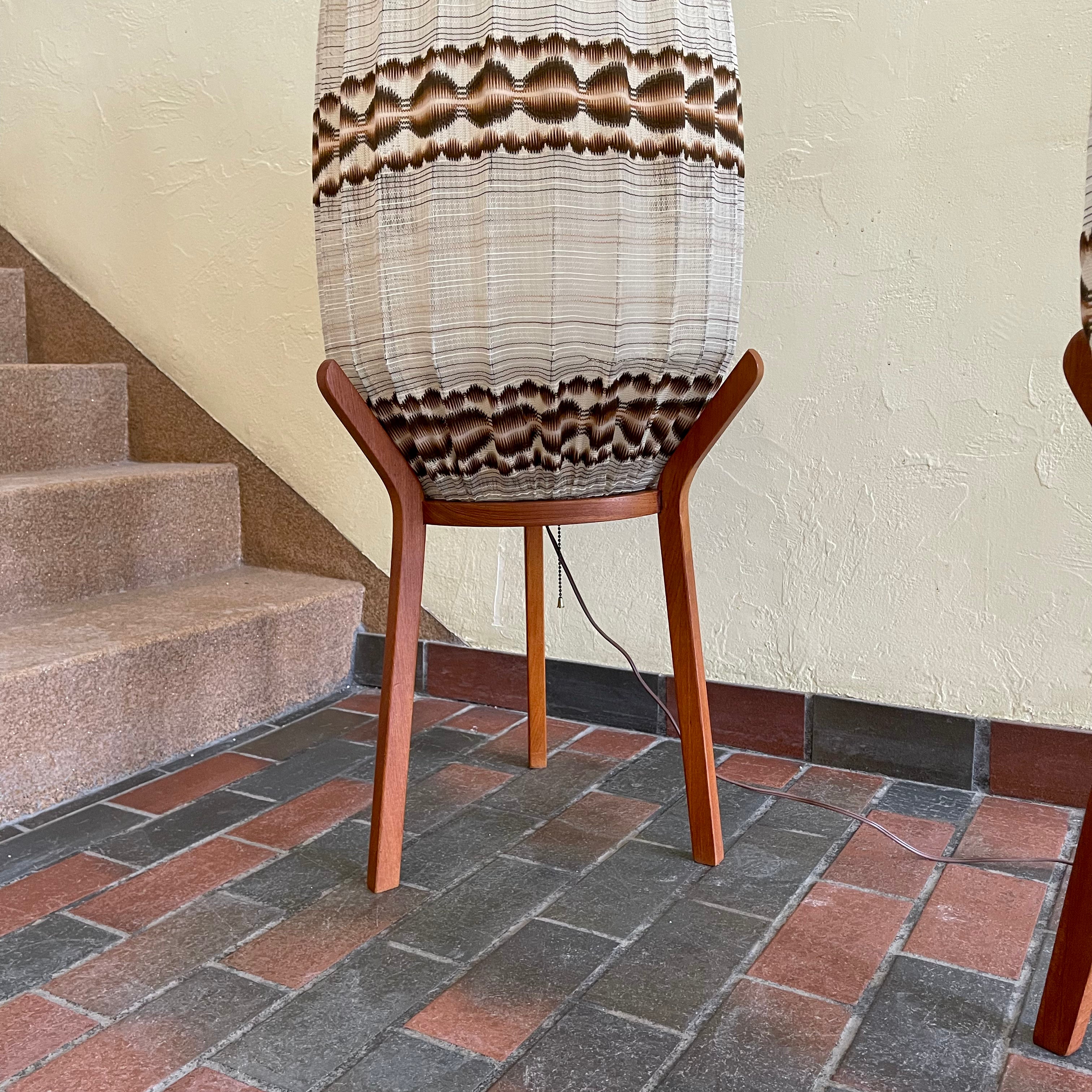 1960s Danish Teak Tripod Pod Floor Lamps