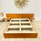 Mid-Century Teak Queen Size Bed + Floating Nightstands - Mr. Mansfield Vintage