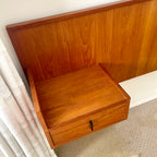 Wall Mounted Teak King Size Headboard with Floating Nightstands