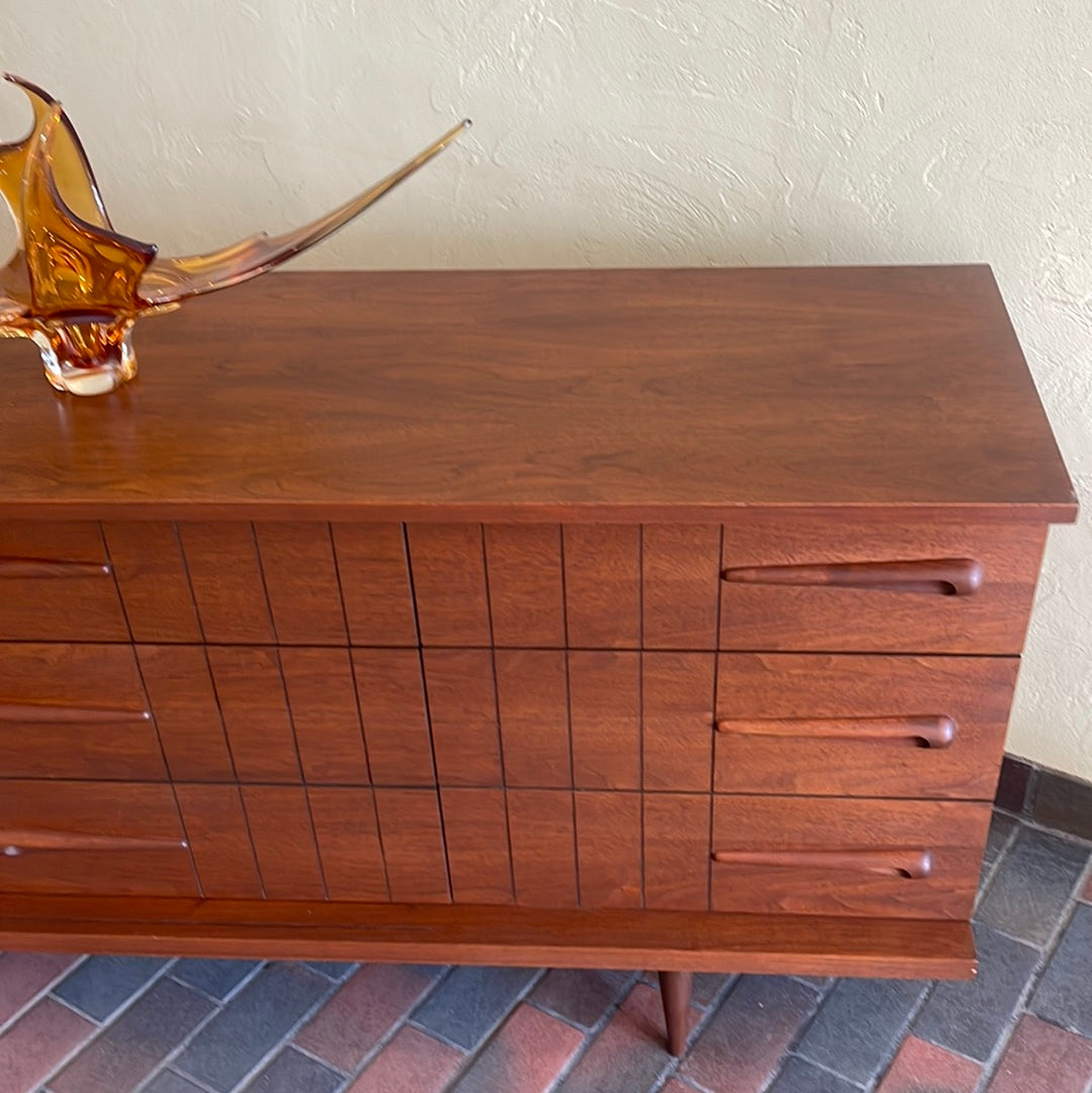 Viscol Victoriaville Walnut 9 Drawer Dresser | Credenza | Mr. Mansfield Vintage