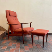 Vintage Afrormosia Teak Reclining Chair + Ottoman Mr. Mansfield Vintage