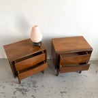 Vintage Diamond Front Satin Walnut Bedside Tables - Mr. Mansfield Vintage