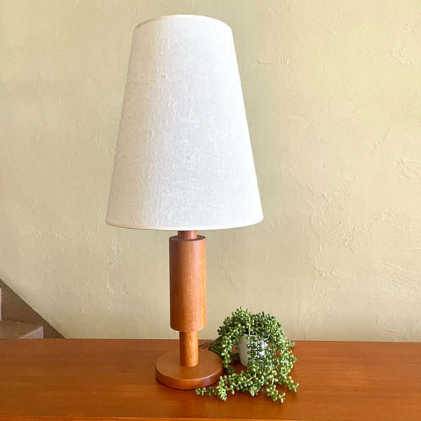Solid Vintage Teak Table Lamp 