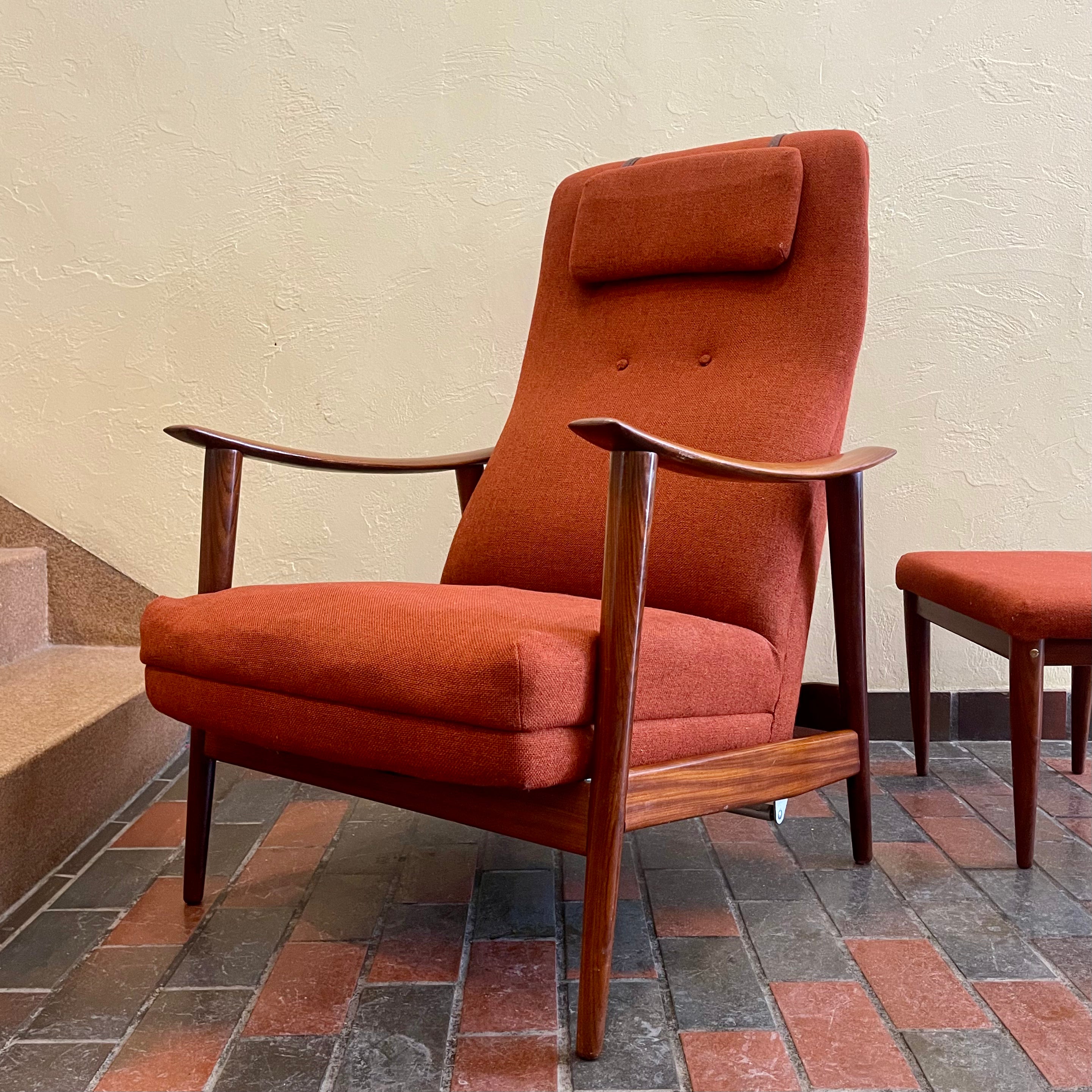 Vintage Afrormosia Teak Reclining Chair + Ottoman Mr. Mansfield Vintage