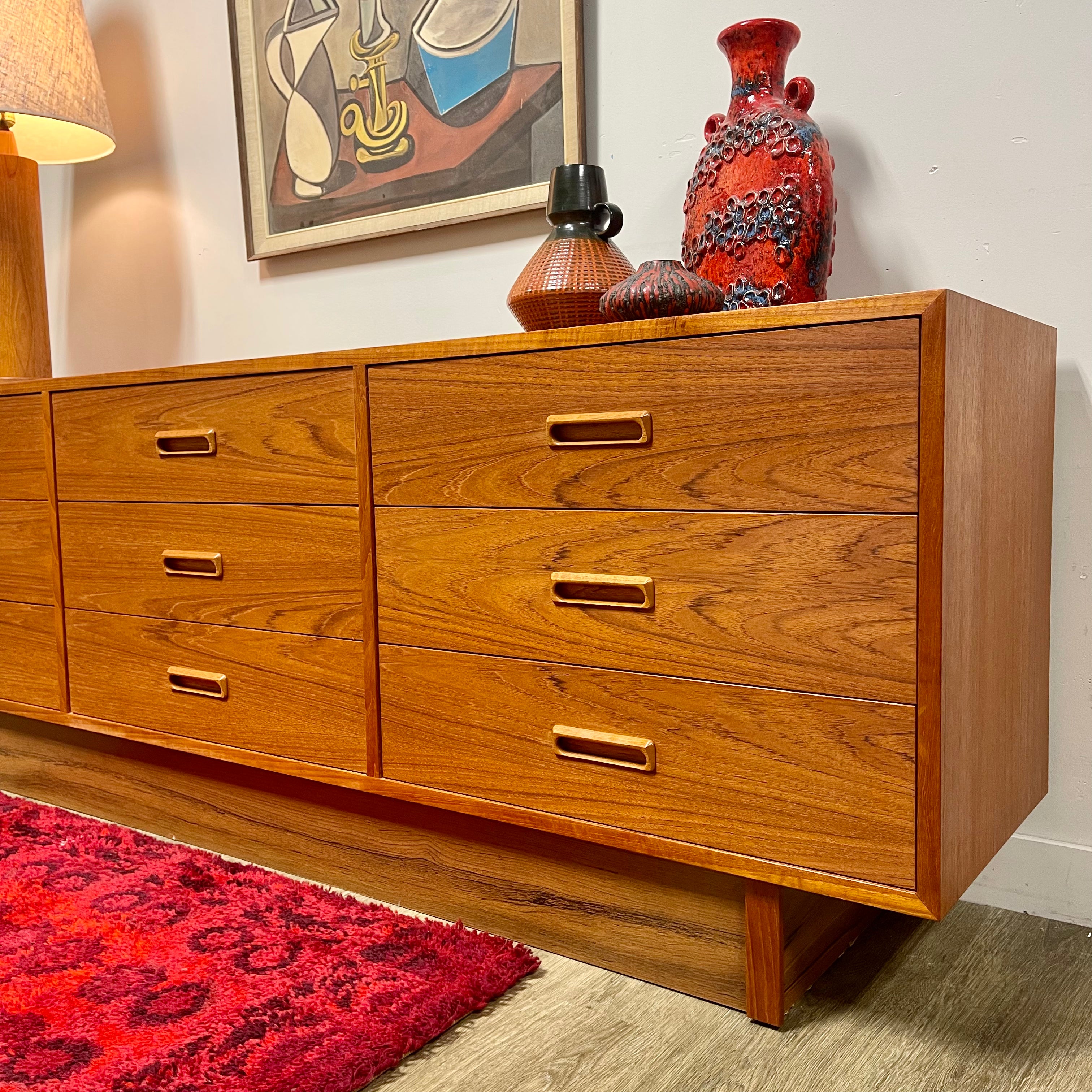 Teak 9 Drawer Dresser Mr. Mansfield Vintage
