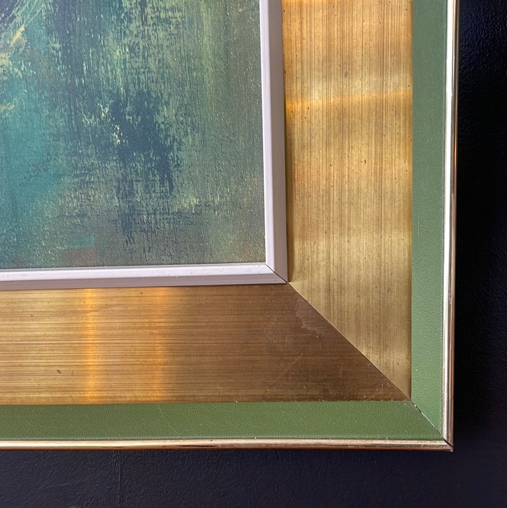 Brass frame panel detail on vintage framed print