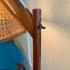 Teak Adjustable Lamp with Woven Wicker Shade