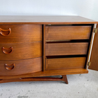 Nine drawer storage detail on VISCOL vintage dresser