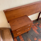 Darker walnut tone on Viscol Victoriaville headboard and bedside tables