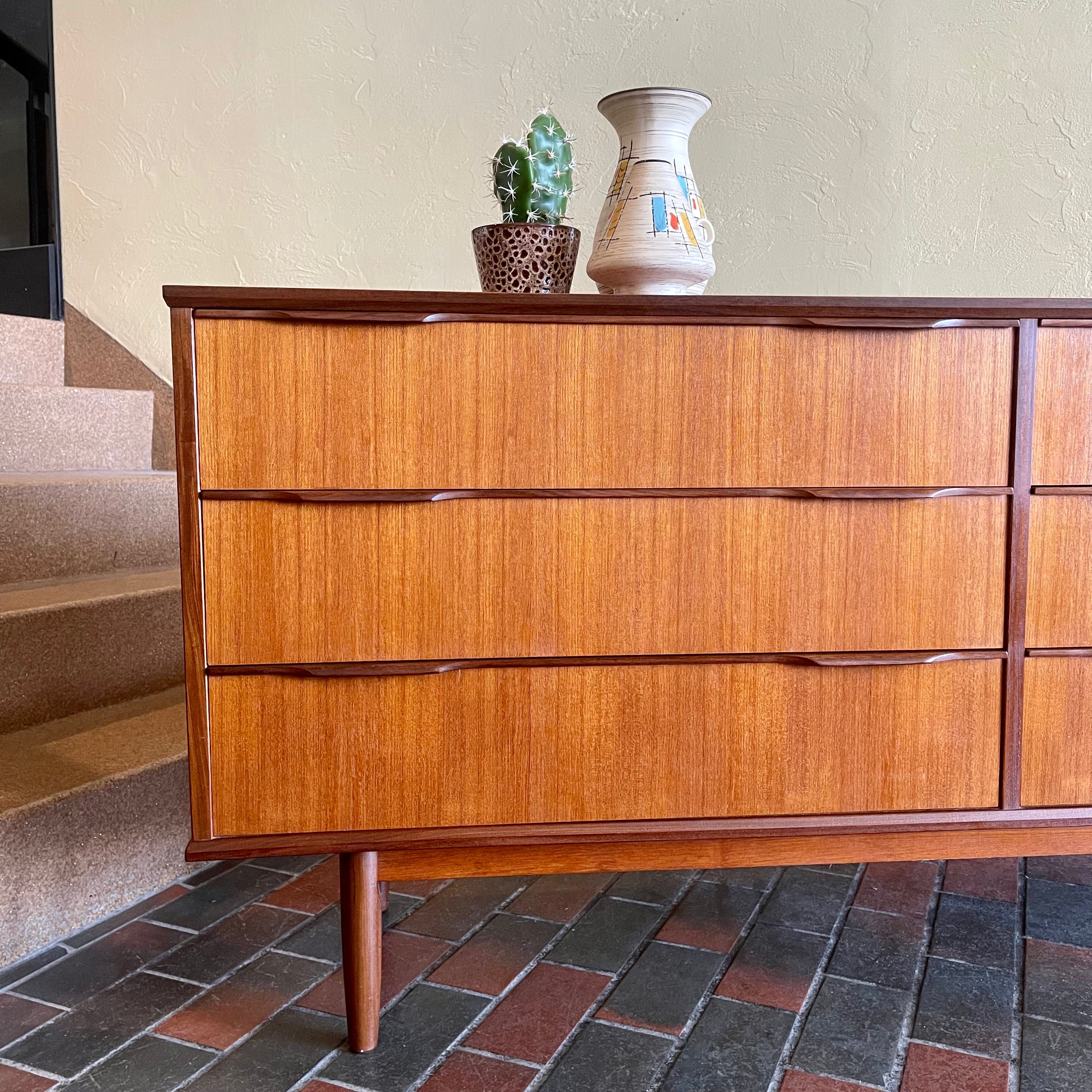 Danish 6 Drawer Teak Dresser +  Afromosia Teak Handles