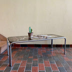 1970s Chrome and Floral Laminated Coffee Table