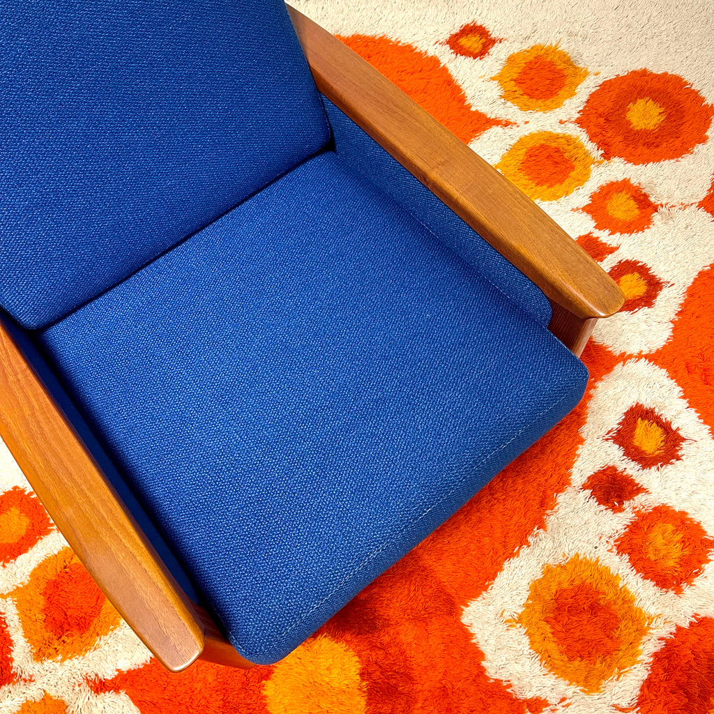 R. Huber Lounge Chair + Original Royal Blue Upholstery + New Foam