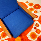 R. Huber Lounge Chair + Original Royal Blue Upholstery + New Foam