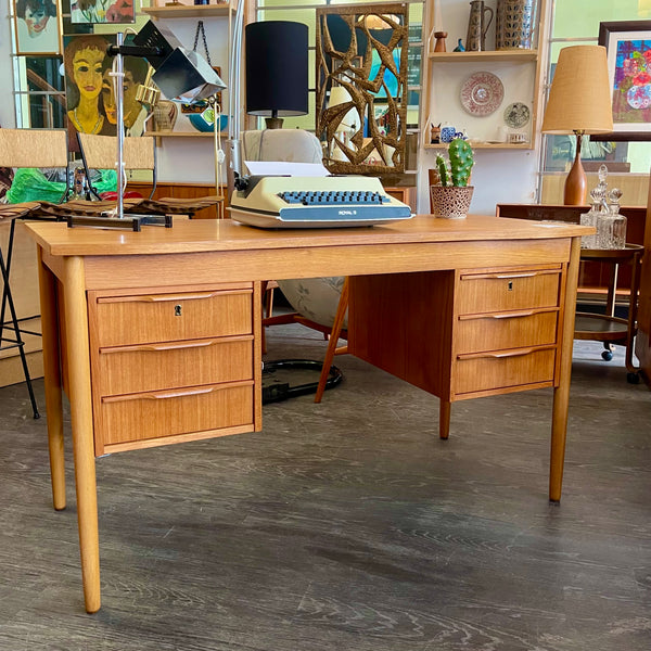 Teak Finished Back Desk Made in Denmark 