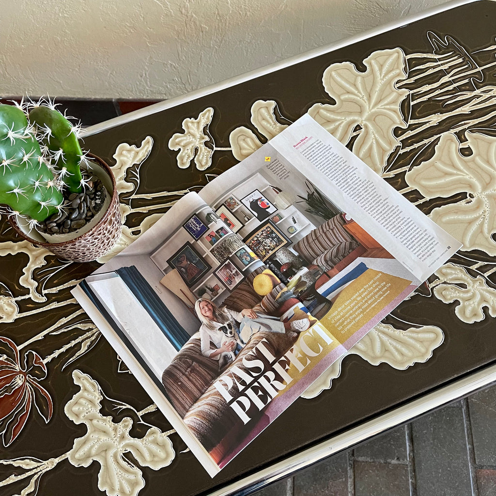 1970s Chrome and Floral Laminated Coffee Table