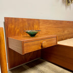 Mid-Century Teak Queen Size Bed + Floating Nightstands Mr. Mansfield Vintage