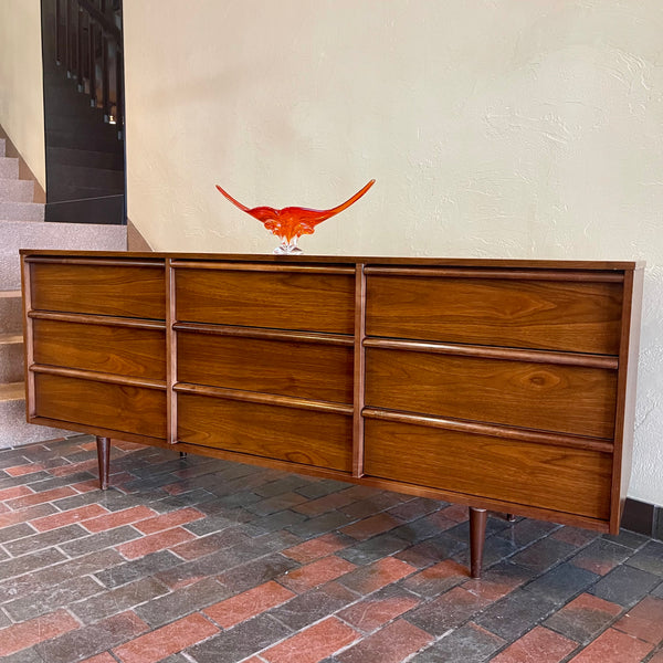 Vintage 9 Drawer Walnut Dresser