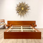Load image into Gallery viewer, Mid-Century Teak Queen Size Bed + Floating Nightstands - Mr. Mansfield Vintage
