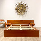 Mid-Century Teak Queen Size Bed + Floating Nightstands - Mr. Mansfield Vintage