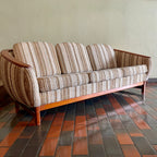 Huber Barrel Back Teak Sofa and Lounge Chair