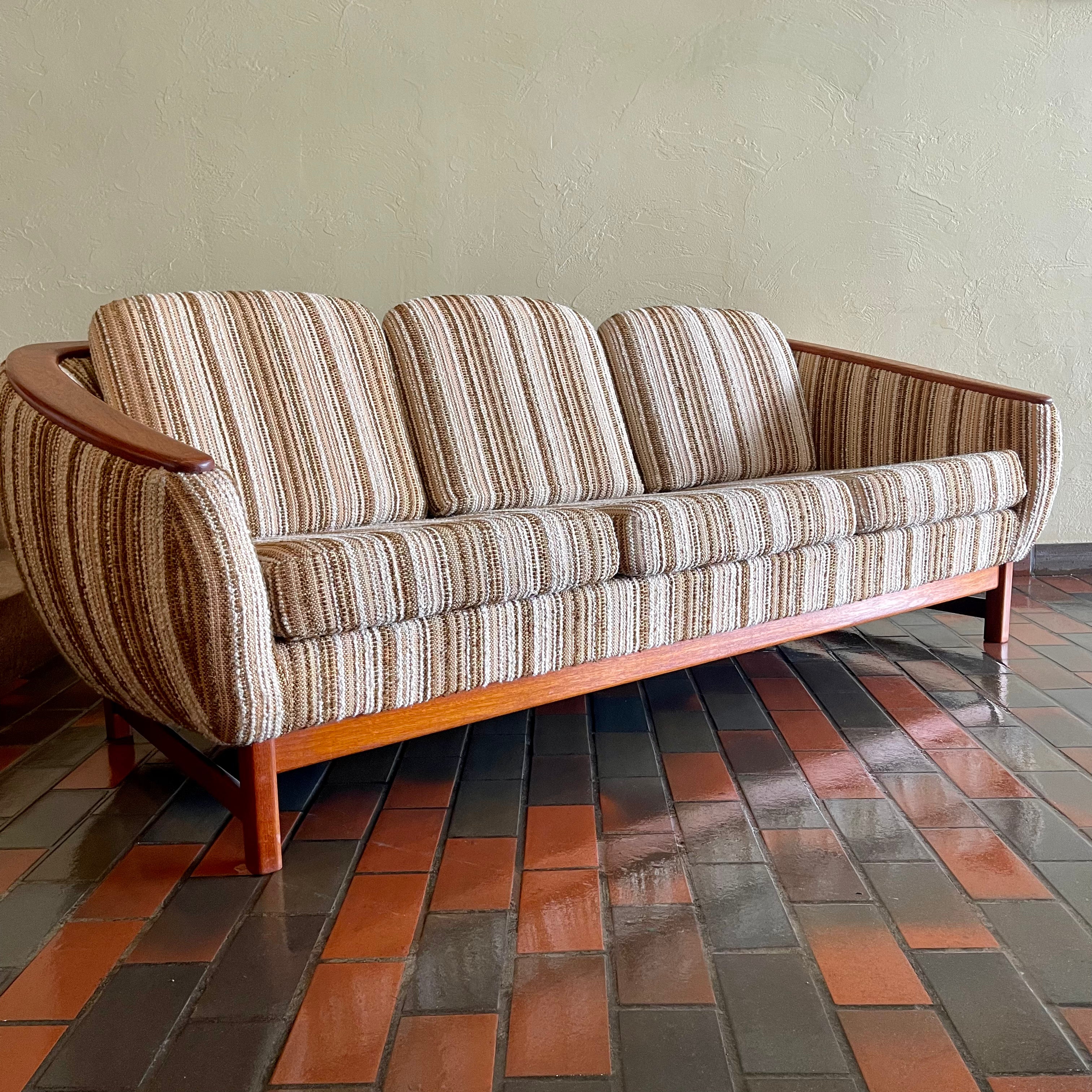 Huber Barrel Back Teak Sofa and Lounge Chair