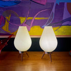 Tripod Beehive Table Lamps with Plastic Shades - Mr. Mansfield Vintage