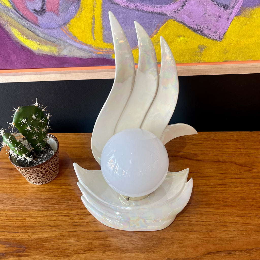 Opalescent VITREX Ceramic 80s DECO Table Lamp Mr. Mansfield Vintage
