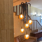 Vintage Amber Shade Swag Lamp