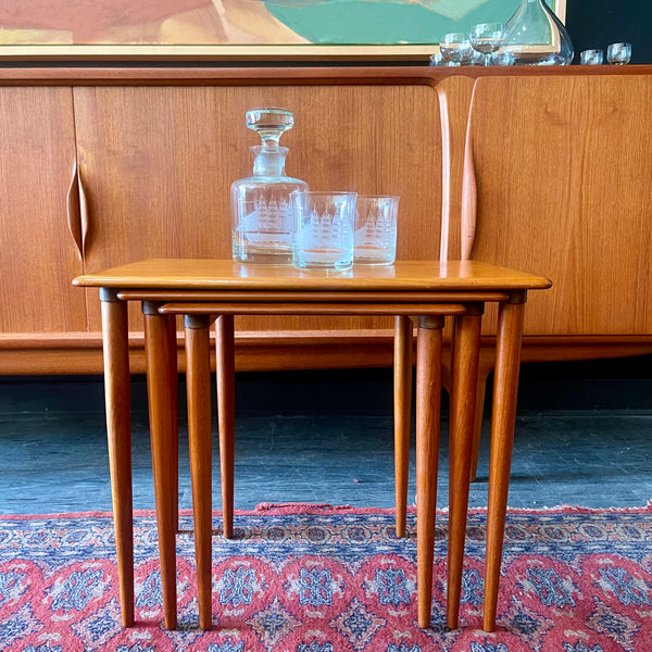 Midcentury Teak Nesting Tables Made in Denmark - Mr. Mansfield Vintage