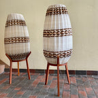 1960s Danish Teak Tripod Pod Floor Lamps