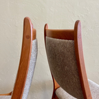 Close-up of teak frame on vintage R. Huber teak dining chair
