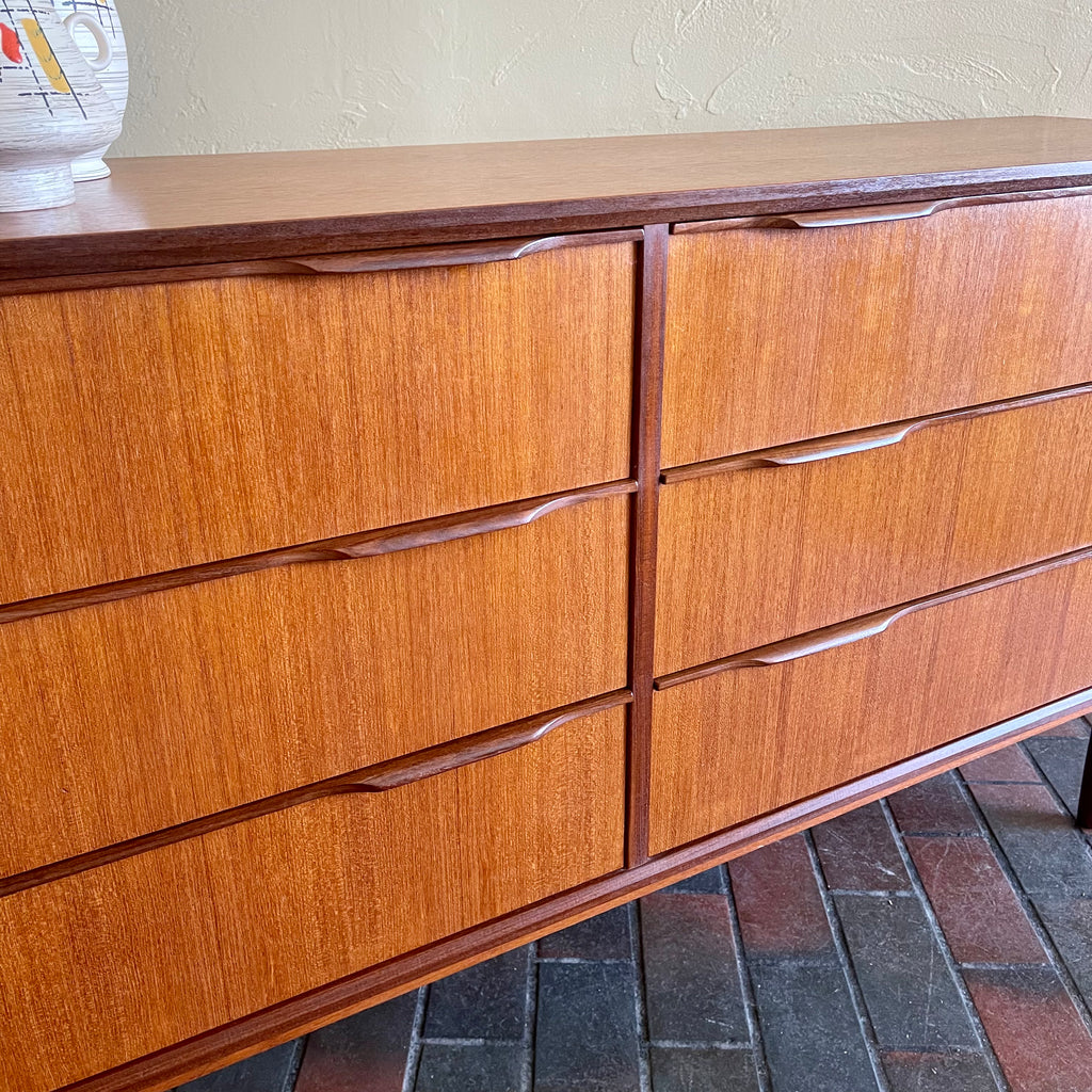 Danish 6 Drawer Teak Dresser +  Afromosia Teak Handles
