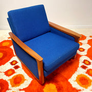 R. Huber Lounge Chair + Original Royal Blue Upholstery + New Foam