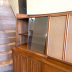 Glass door hutch on Broyhill Premier Sculptra walnut cabinet