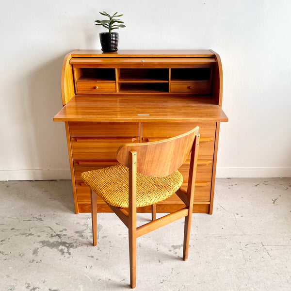 Teak Secretary Roll Top Desk Made in Denmark