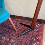 Teak Adjustable Lamp with Woven Wicker Shade