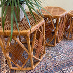 Three Vintage Wicker Nesting Tables