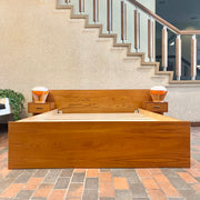 Teak Queen Size Bed with Floating Nightstands - Mr. Mansfield Vintage
