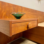 Mid-Century Teak Queen Size Bed + Floating Nightstands Mr. Mansfield Vintage