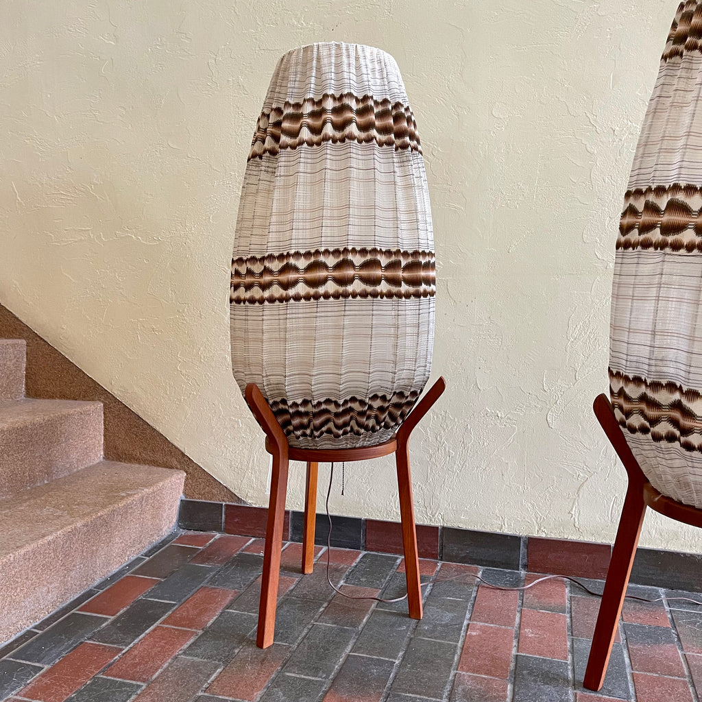 1960s Danish Teak Tripod Pod Floor Lamps