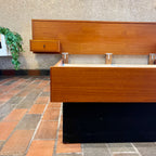 Teak Queen Size Bed with Floating Nightstands - Mr. Mansfield Vintage