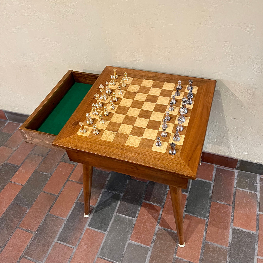 Vintage Chess Table with Drawers