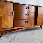 Vintage Walnut VISCOL 9 Drawer Dresser/Credenza