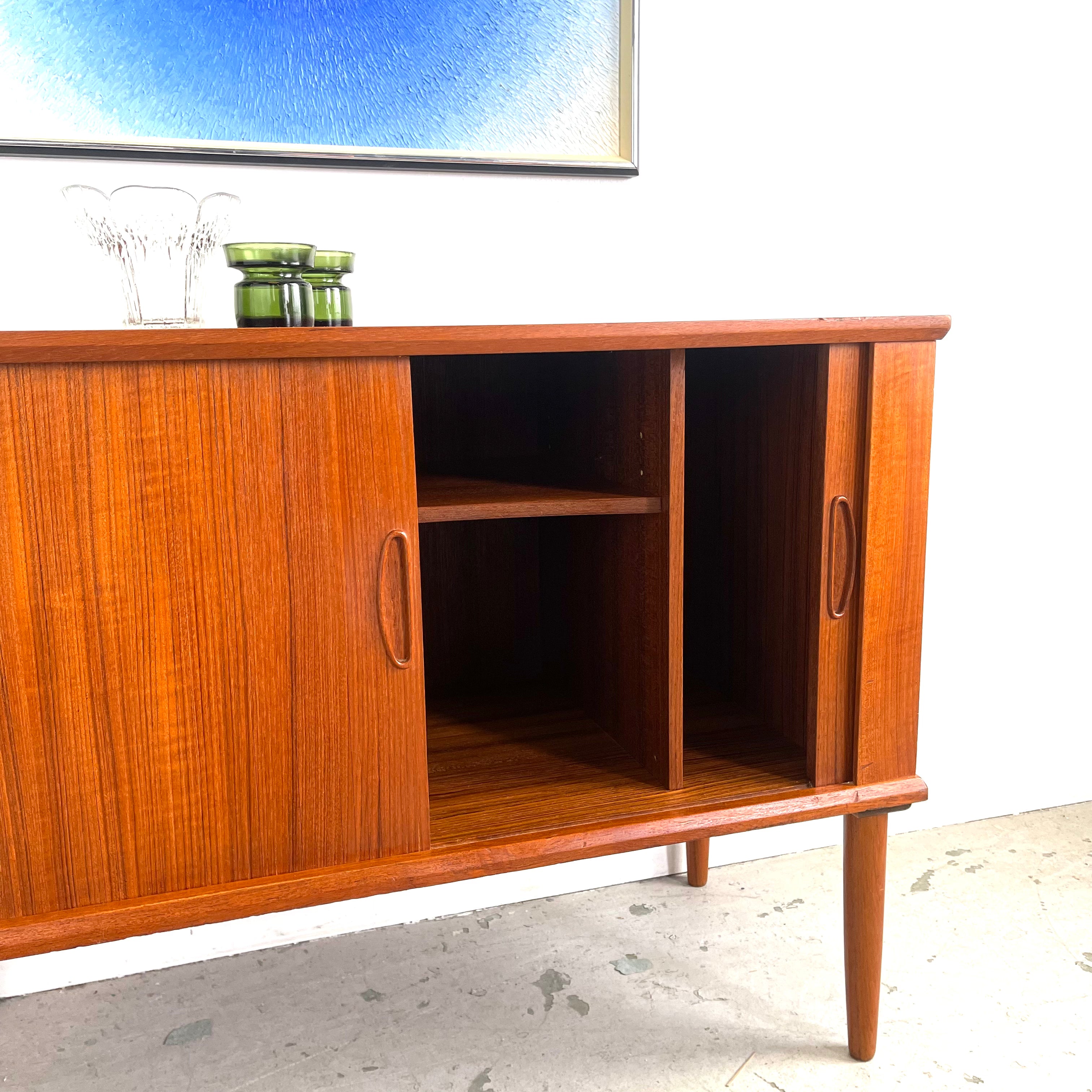 Danish Teak Tambour Door Bar/Record Cabinet