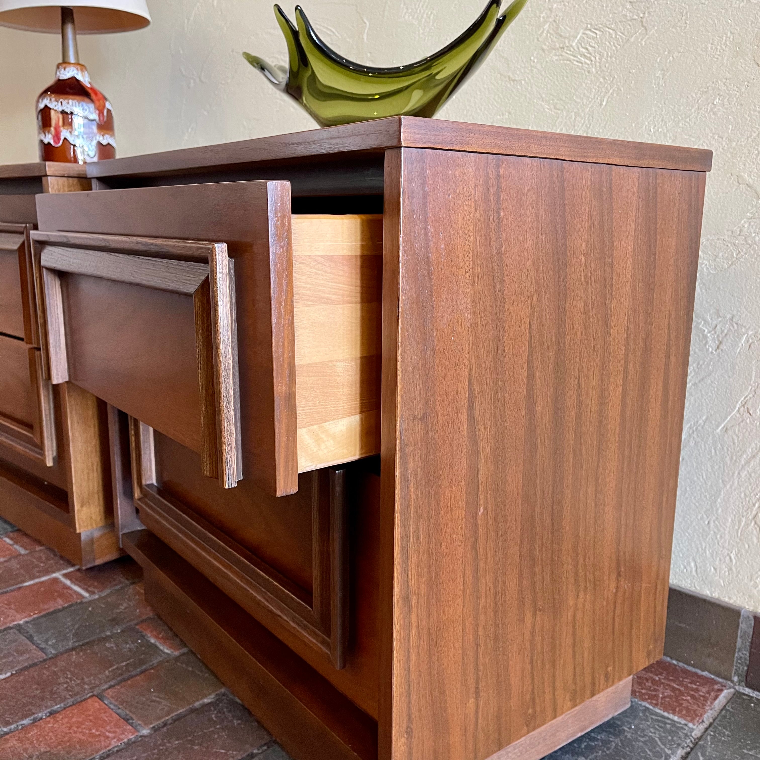 Two Vintage VICART Walnut Bedside Tables