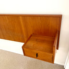 Wall Mounted Teak King Size Headboard with Floating Nightstands