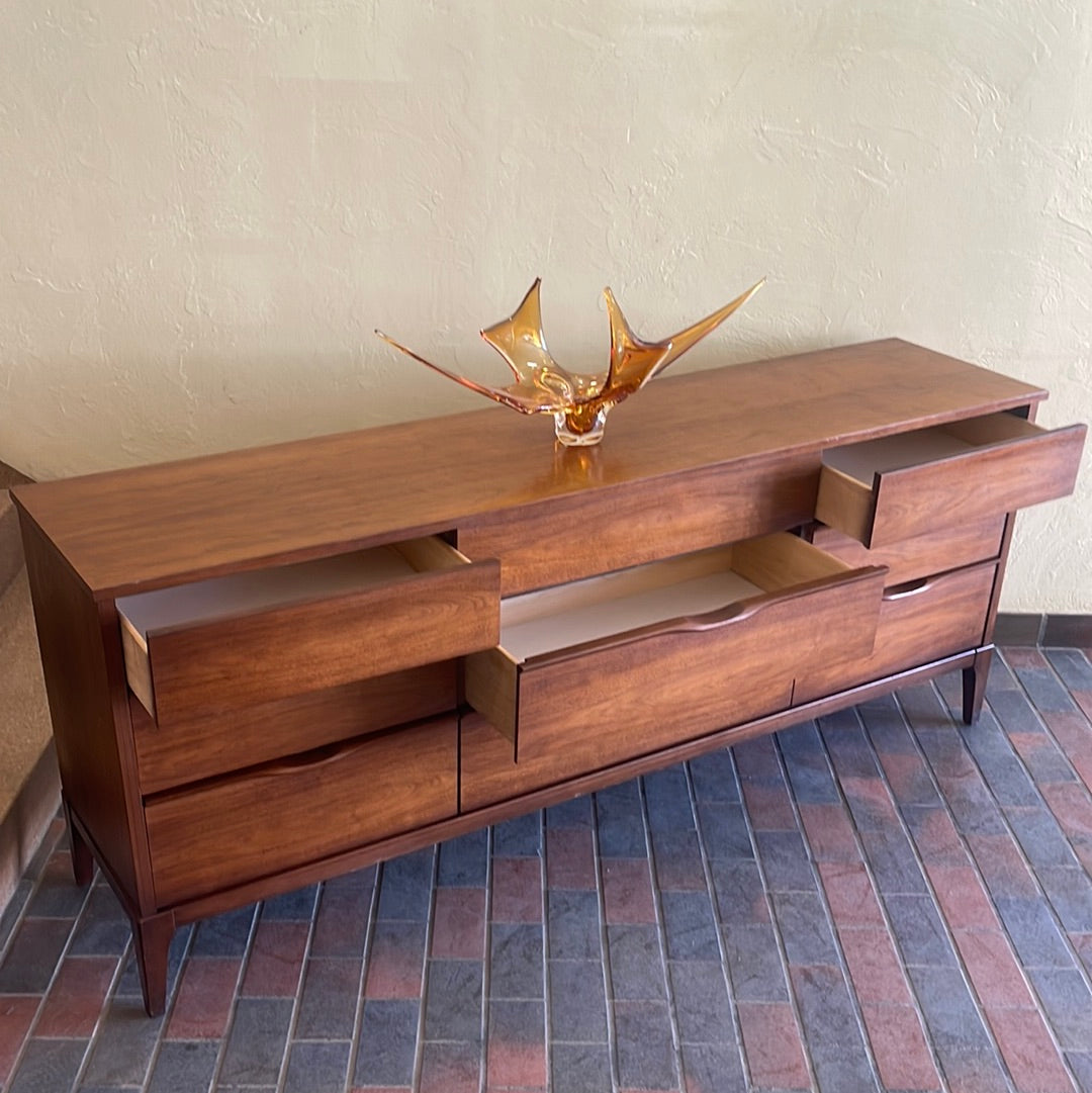 Vintage Walnut 9 Drawer Dresser