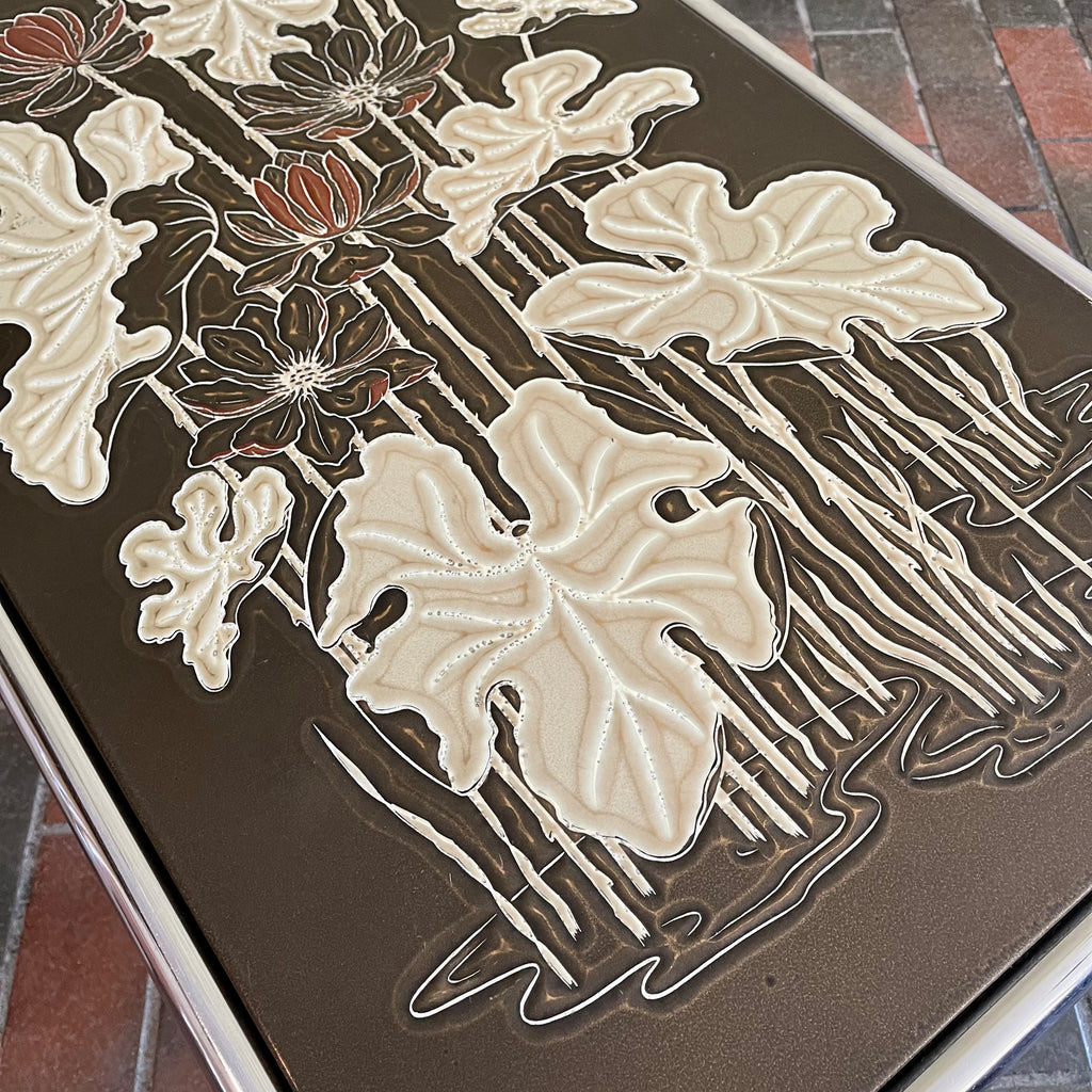 1970s Chrome and Floral Laminated Coffee Table