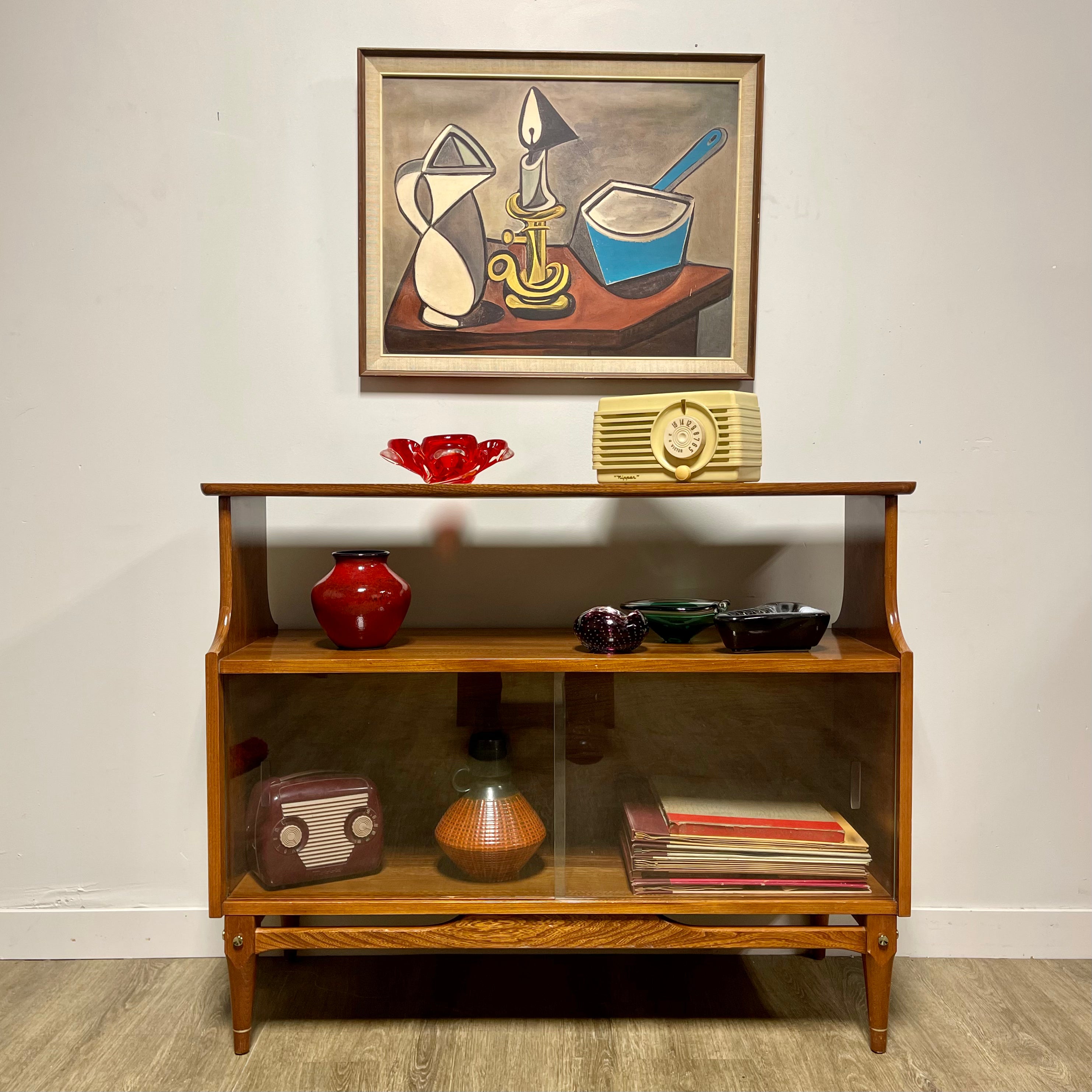 Vintage Fruitwood Display Cabinet - Mr. Mansfield Vintage
