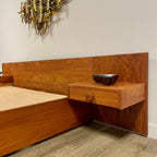 Mid-Century Teak Queen Size Bed + Floating Nightstands Mr. Mansfield Vintage